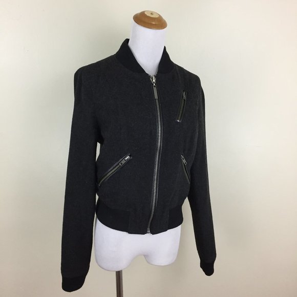 ERIK HART Dark Gray/Black Wool Blend Silver Zip Pockets Jacket - Picture 1 of 11